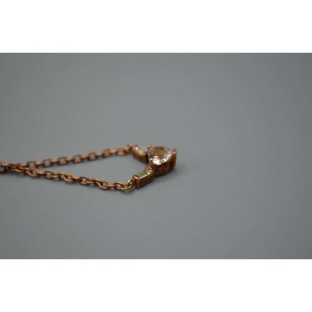 Sterling Silver Chain Necklace Set Heart Cut Stone Accent 925 9" Rose Gold Plate - Picture 7 of 13